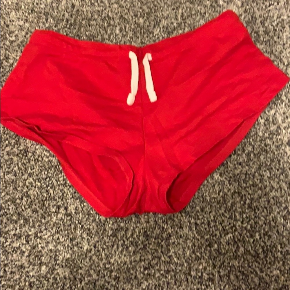 red booty shorts